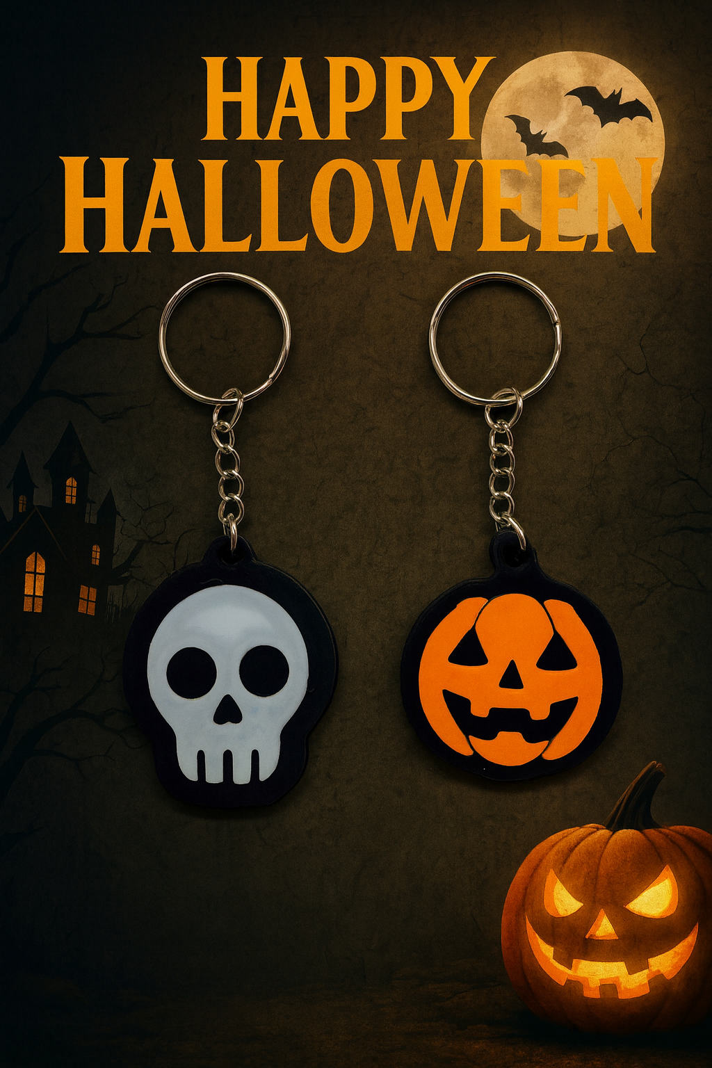 🎃 Set Halloween MR3D – 10 Portachiavi Zucca & Teschio 👻